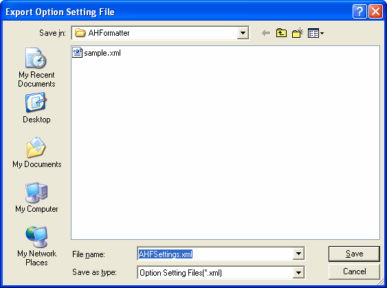 Export Option Setting Dialog