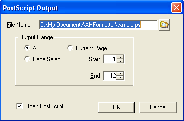 PostScript Output Dialog