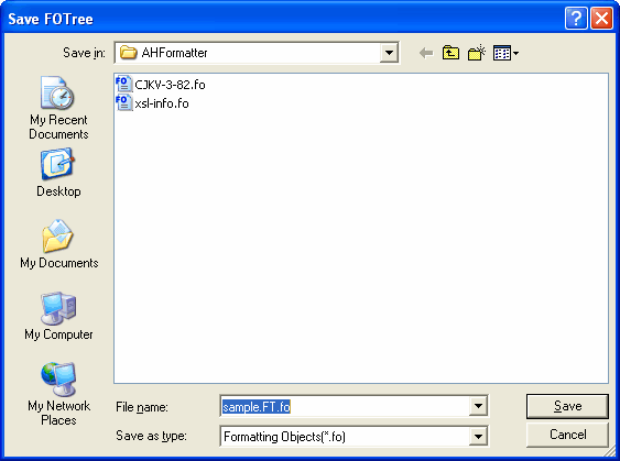 Save FOTree Dialog