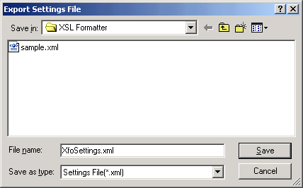 Export Option Setting Dialog