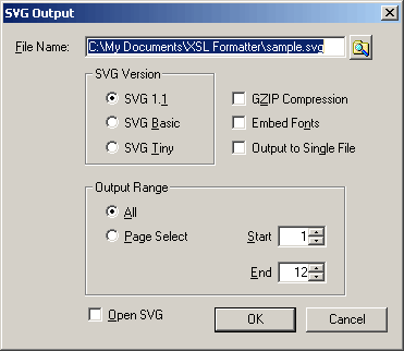 SVG Output Dialog